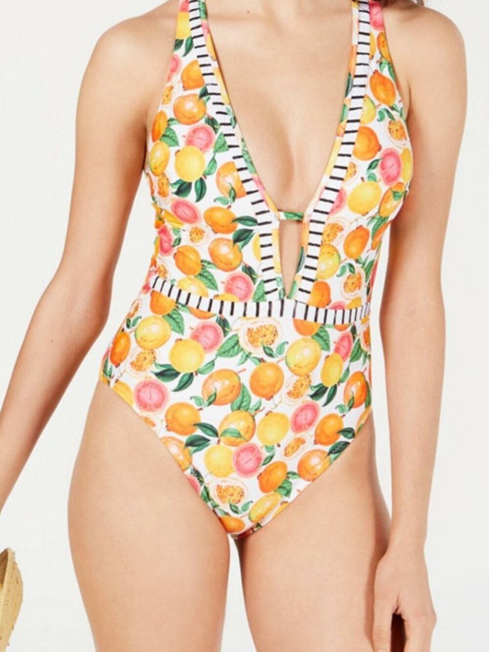 New Nanette Lepore Tutti Frutti Citrus Print One Piece Swimsuit Women's Size 6
